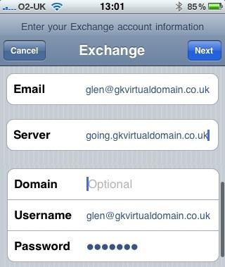 Configure iPhone for use with Exchange Server